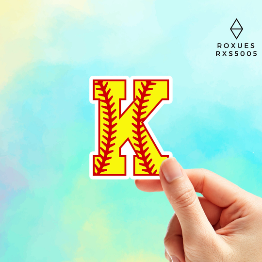 Softball Letter K Sticker, Water Bottle Laptop Name Stickers, Macbook Macbook Decal