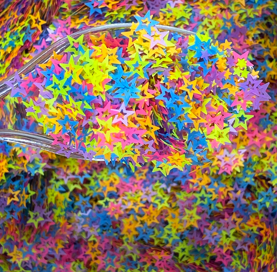 Starburst Rainbow Multi-Colored Chunky Glitter Mix, Star Matte Polyester Glitter, Solvent Resistant 0.5Oz Slime, Shaker, Resin