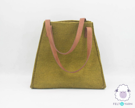 37x35 cm Tote Felt Bag Asparagus Green Laptop Fair Trade & Ethically Handmade