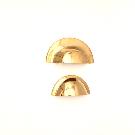 Solid Brass Shaker Style Kitchen Cabinet Cupboard Door Drawer Unlacquered Polished Cup Pull Handles