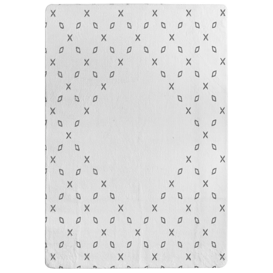 Ortez Crosses and Diamonds Designer Shaggy Grey/White Rug