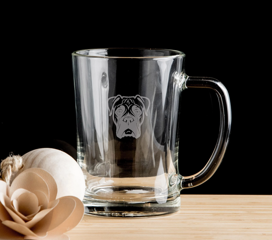 Boxer Dog Personalised Beer Mug Glass Pint Glass, Tankard Hand Etched Gift Bartender.190