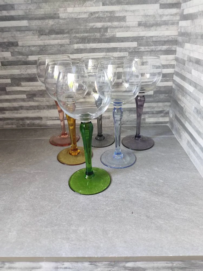 Set Of 6 Goblet Glasses, Liqueur, Wine, Port, Retro/Vintage Glasses