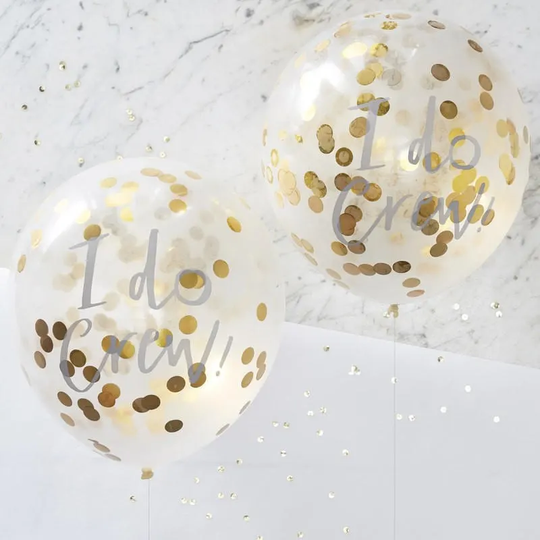 I Do Printed Gold Confetti Balloons - Crew Hen Party Bachelorette Bridal Shower Nk0527