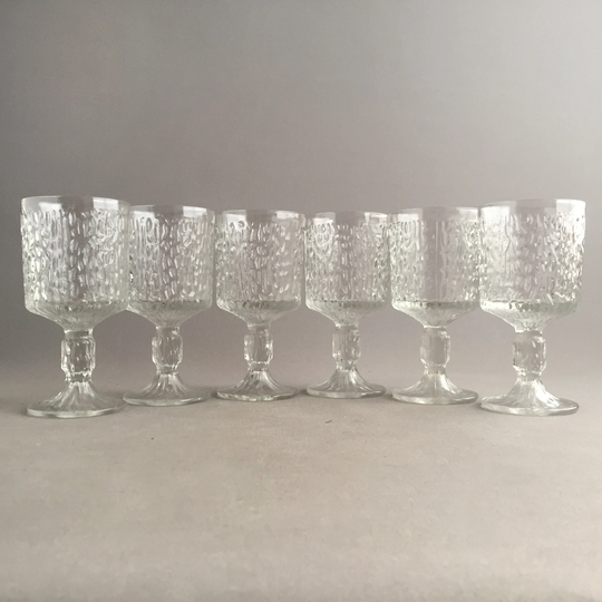 1960S Textured Bark Glass Wine Goblits