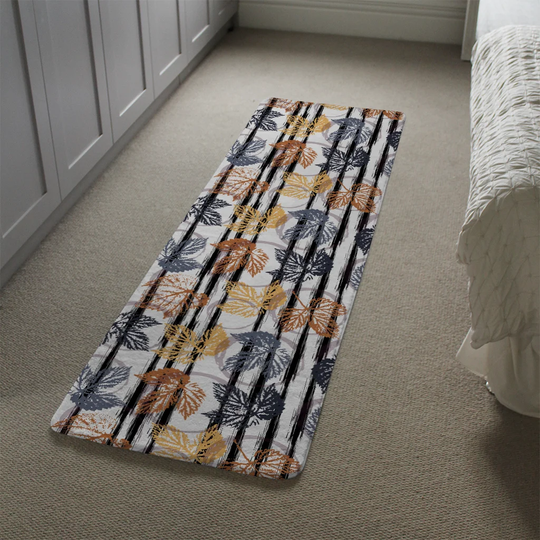 Jeffreys Cute Autumn Leaves Designer Shaggy Black/Yellow Rug