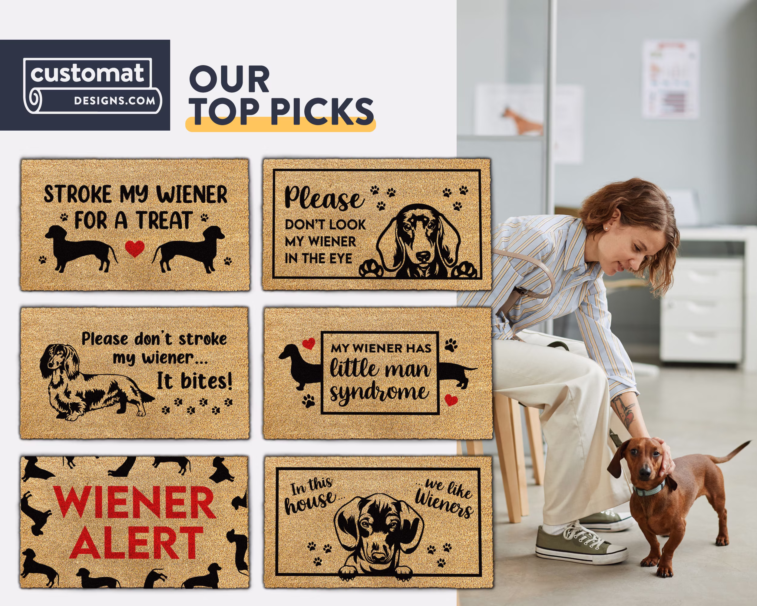 Wiener Dog Doormat - Sausage Welcome Mat Funny Dachshund Lover Decor