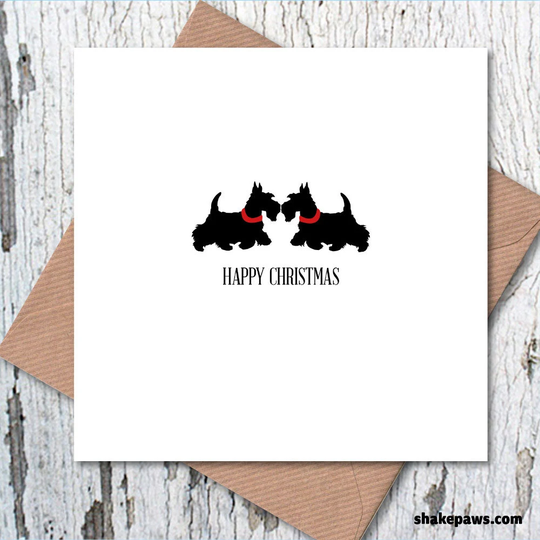 Scottie Dogs Christmas Greetings Card, Westies Christmas, Dog Lovers