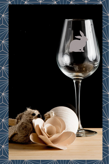 Rabbit Engraved On Wine Glass. Beautiful Etched Personalised With Any Name. Design Won't Wear Off Like Vinyl.145