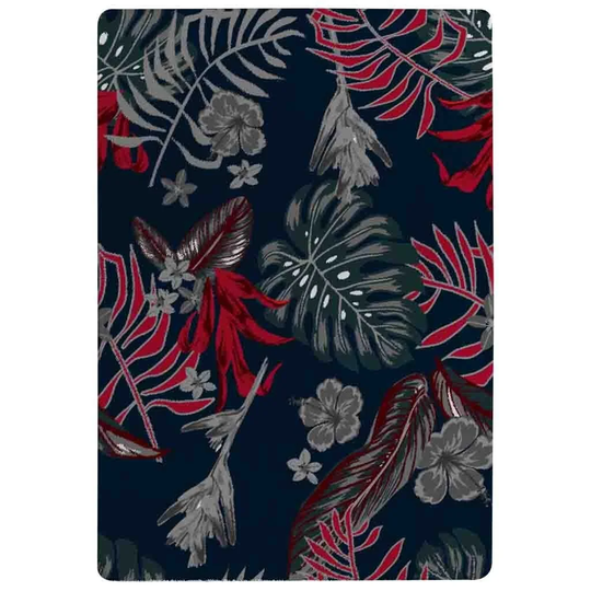 Larsen Leaves of Tropical Plants Shaggy Dark Navy/Red Rug
