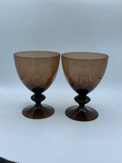 Vintage Brown Wine Glass - Water Goblet, Set Of 2 Bjorkshult, Sweden So Beautiful