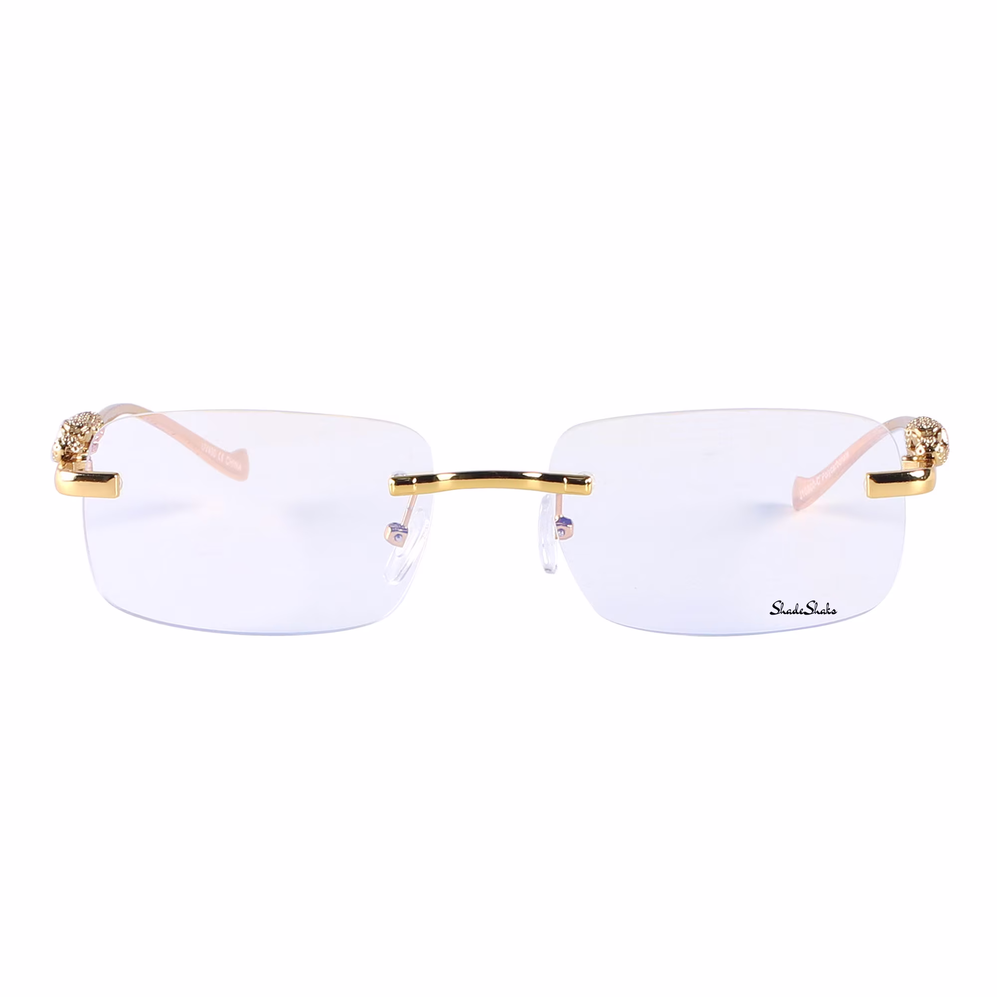 Frameless Rectangle Sunglasses Luxury Multicolor Unique Eyewear Shades Leopard Cheetah Tiger Gold Panther Clear Lens