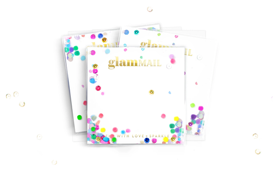 Glammail - Card With Confetti Set Of 5 Blank Cards Unqiue For Gift Birthday Postcard