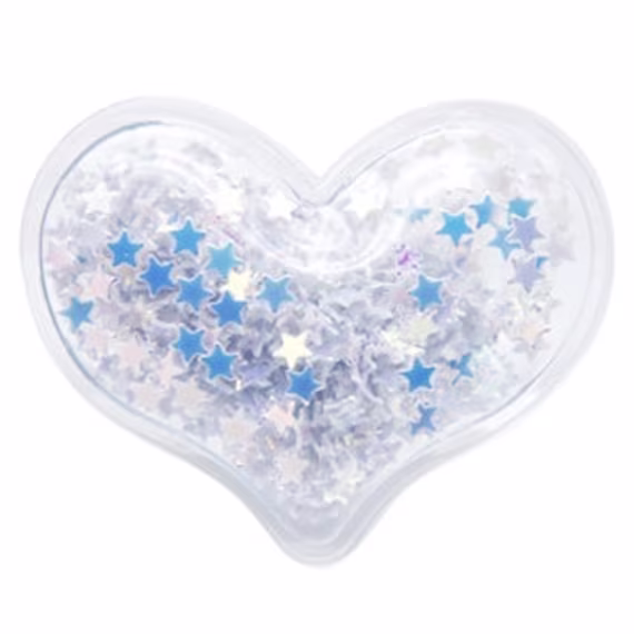 White Heart 38x30mm Soft Star Glitter Filled Resin Shaker, Embellishments For Diy Headbands, Hair Bow Centers, Flat Back Shaker Pack