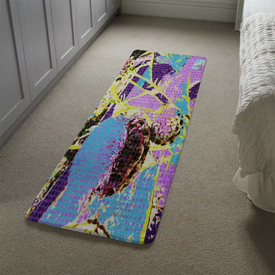 Kraemer Afro Plants Designer Shaggy Blue/Purple/Yellow Rug