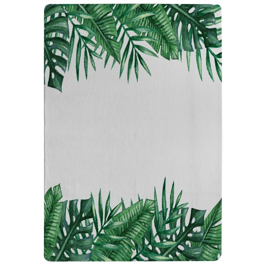 Oxley Half Botanical Border Designer Shaggy Green/White Rug