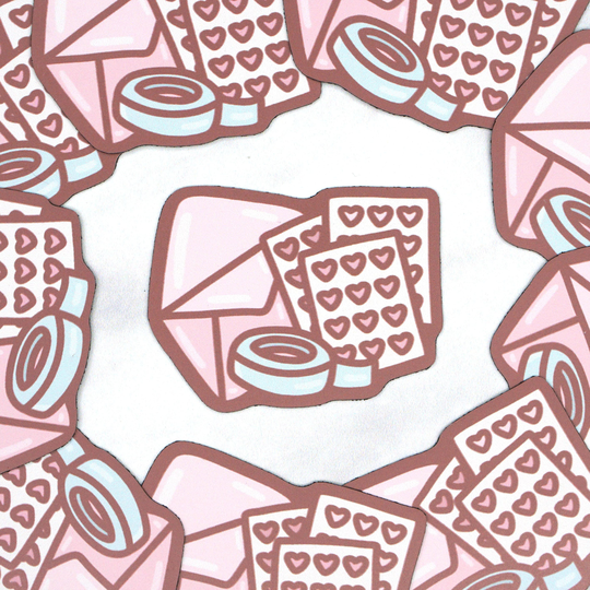 Happy Mail Magnet | Pink & Blue Fridge Magnet, Planner Cart Accessories