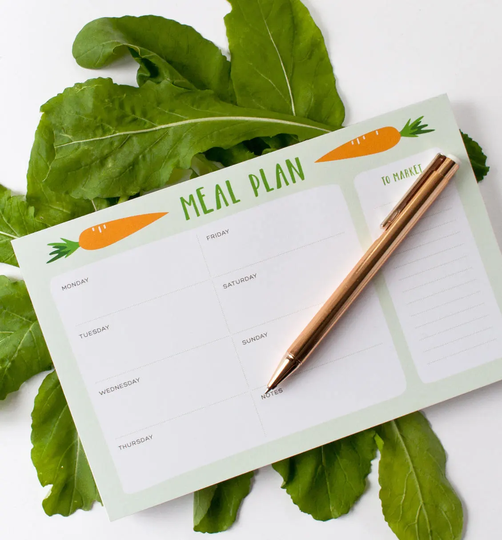 Weekly Meal Plan Note Pad | Carrot Illustrated Menu Planner Notepad Organizational Tools