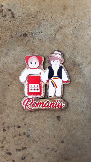 Romania Fridge Magnet, Romanian Souvenir, Gift, Wooden Refrigerator National Costume, Heritage