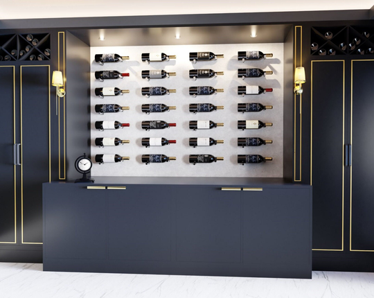 Portobello Wine Pins, Brass, Label Forward Rack Display
