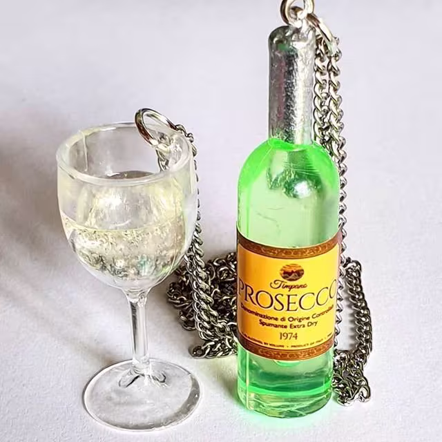 Prosecco Glass & Bottle Necklace