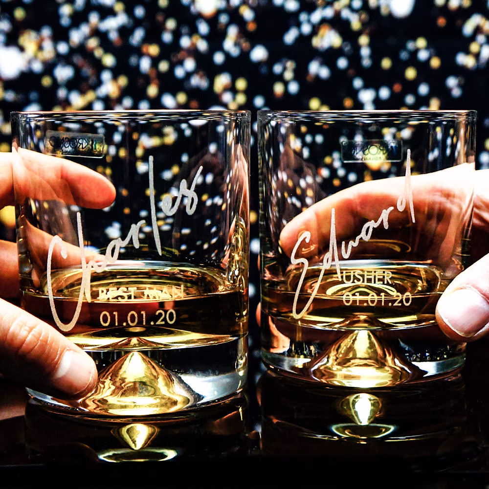 Groomsman, Groomsmen, Best Man, Usher Gifts Personalised Heavy Glass Tumbler Omg1-Jl27