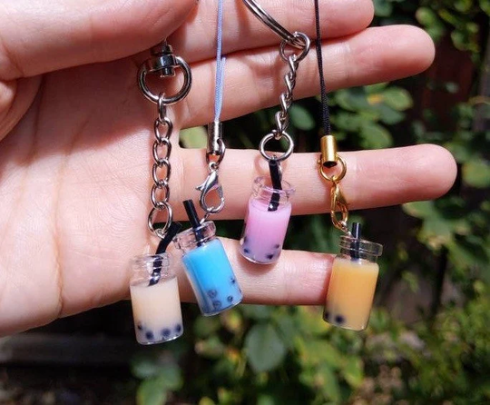 Boba Tea Keychain, Bubble Milk Phone Charm, Keychains, Mini Drink Boba Charms