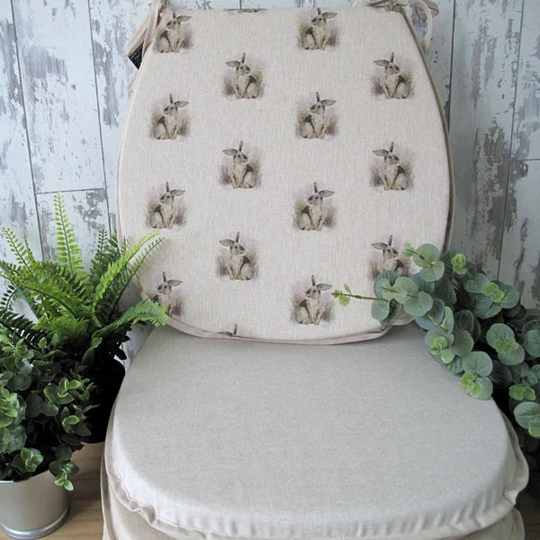 Set Of 4, 6 Or 8 Small Rabbits Reversible Classic D Seat Pads, Bunny Rabbit Design Kitchen Chair Pad. Bistro, Bar Patio Seat