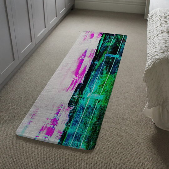 Leedy Fluorescent Countryside Designer Shaggy Beige/Green/Teal Rug