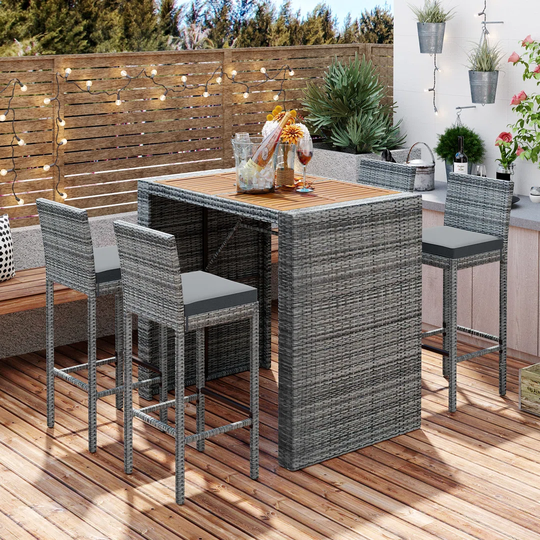 Nethe 4 Seater Bar Height Dining Set with Cushions