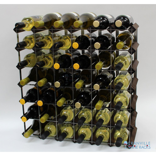 Classic 42 bottle dark oak stained wood and galvanised metal wine rack ready assembled