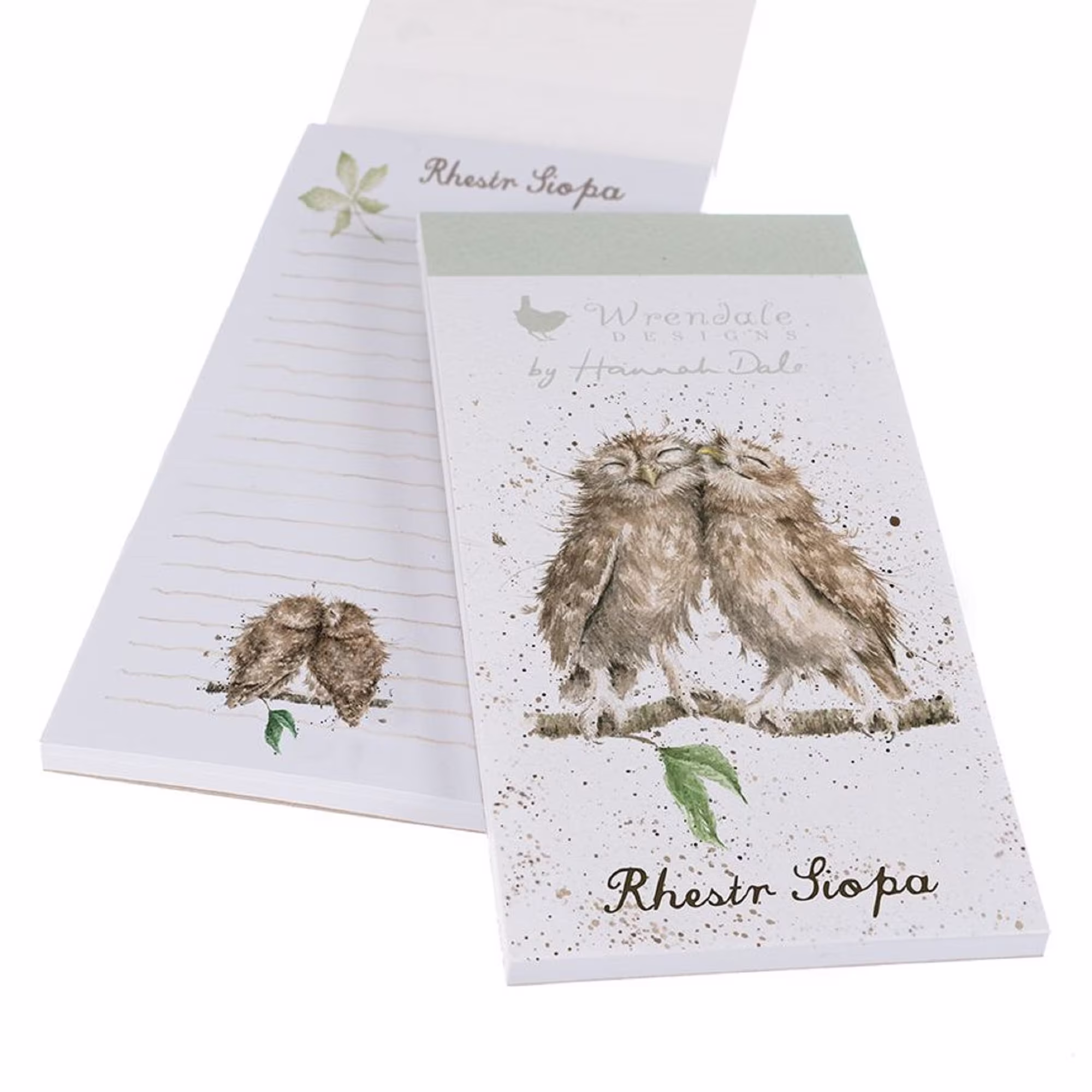 Welsh Wrendale Designs Rhestr Siopa Owls Birds Of A Feather Magnetic Shopping List Pad 21x10cm