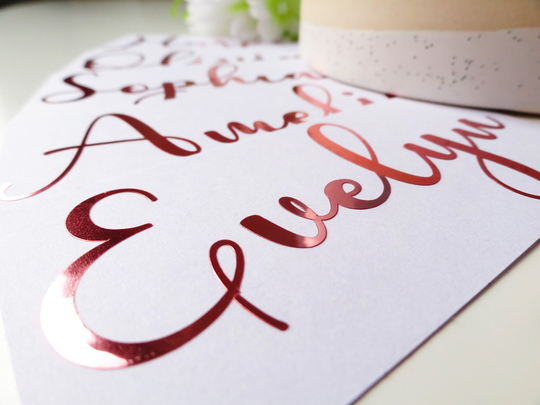Gift Box Stickers, Glass Name Decal, Wedding Favor, Bridal Shower, Hen Party, Envelope Seal, Rose Gold Vinyl Names