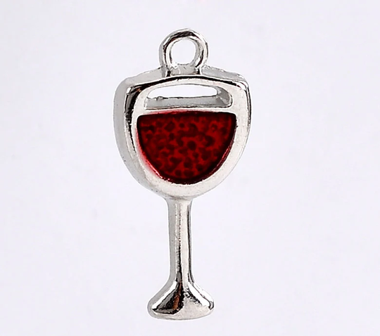 5/20 Wine Glass Charms, Silver Tone Charms Enamel | H-246