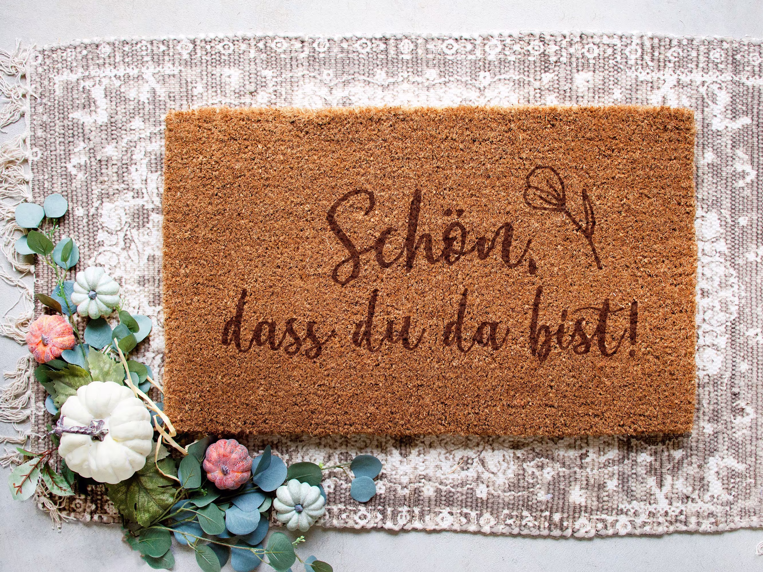 Coconut Doormat Indoor Mat With Words Of Welcome | Housewarming Gift For New Home, Wedding Couples