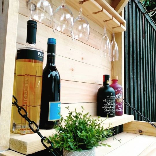 Caradoc Large Drop Down Bar - Wooden Wall Mounted