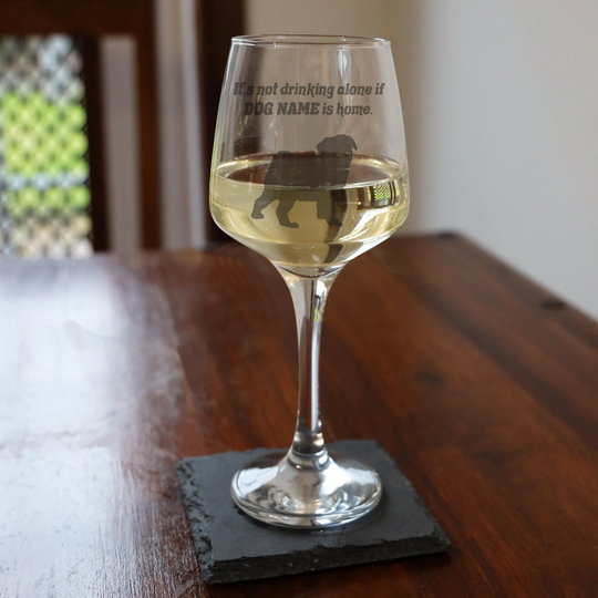 Personalised Engraved Pug Dog Wine Glass | Owner Gift Lover Filled Chocolate Pet Mum