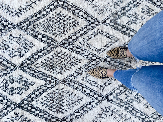 Lonestar Vintage Berber Rug, Moroccan Beni Ourain, Wool Bohemian, Mguild Boho Handmade