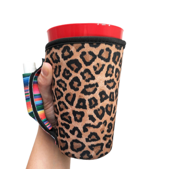 Leopard with Serape 16Oz Pint Glass/Medium Fountain Drinks & Tumbler Handlers™ Patent Pending