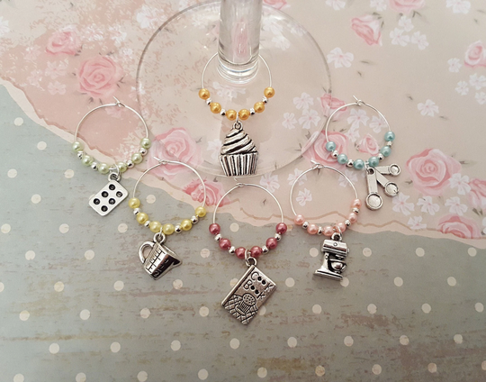 Baking Cooking Wine Glass Charms Set Of 6 Perfect Quirky Gift Lover
