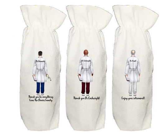 Personalised Wine Bottle Bag Gift For Doctor - Whisky Champagne