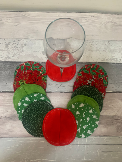 Various Christmas - Wine Coasters Cozies Brandy Champagne Glass Coaster Slippers Pocket Stemware Gift