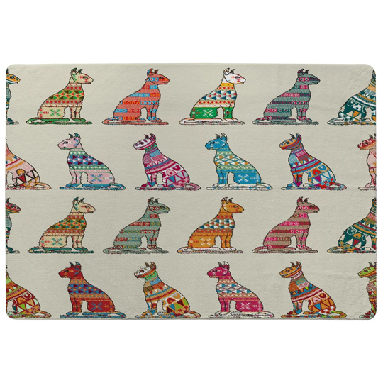 Libby Egyptian Cats Shaggy White/Pink/Green Rug