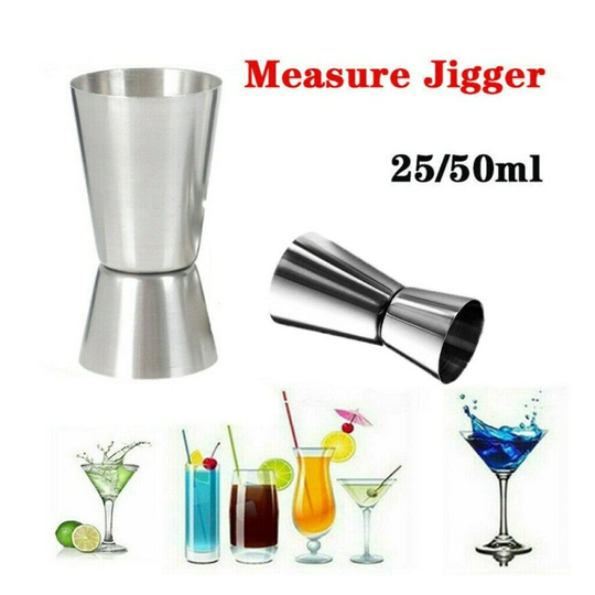 (25/50ml) 25/50ml Double Shot Cocktail Measure Cup Steel Jigger