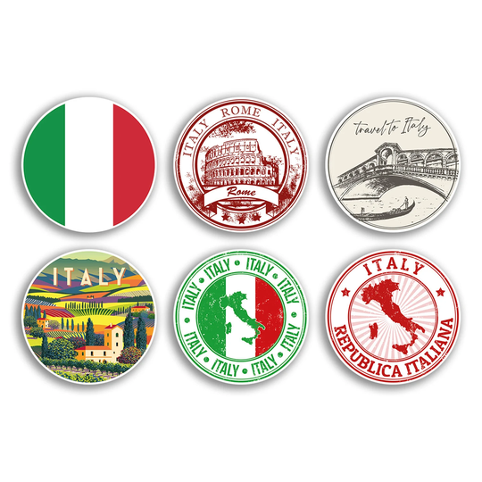 6 X 10cm Italy Vinyl Stickers - Italian Rome Country City Travel Map Flag Holiday Luggage Men Women Boys Girls Design Gift #78855