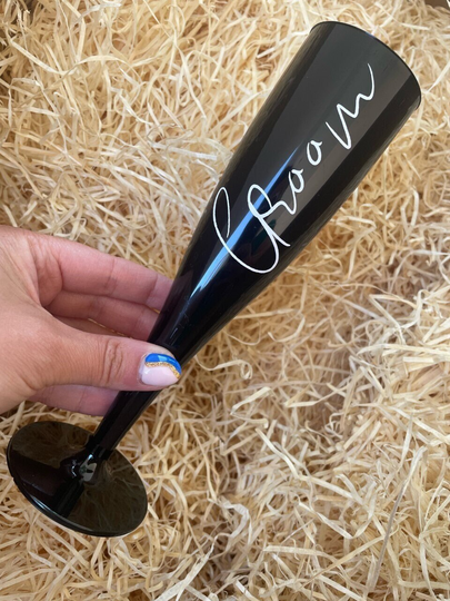 Personalised Black Champagne Flutes