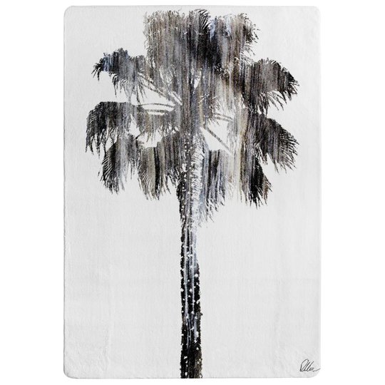 Cumberland Tall Palm Designer Shaggy Black/White Rug