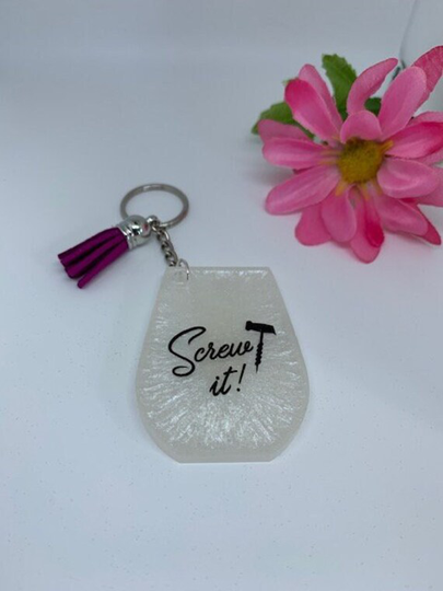 Wine Glass Keychain, Purse Charm, Handmade Gifts For Friends, Diva