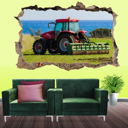 Red Tractor Agricultural Machinery Wall Sticker Art Poster Mural Transfer Decal Print Room Home Nursery Office Shop Decor Id408