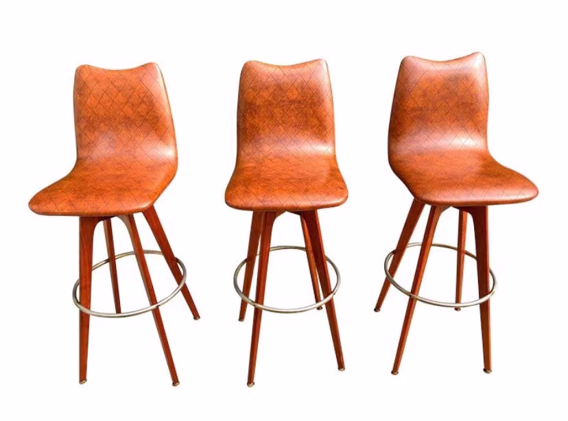 Mid Century Barstools - Vintage Chet Beardsley Modern Barstool Set Of 3